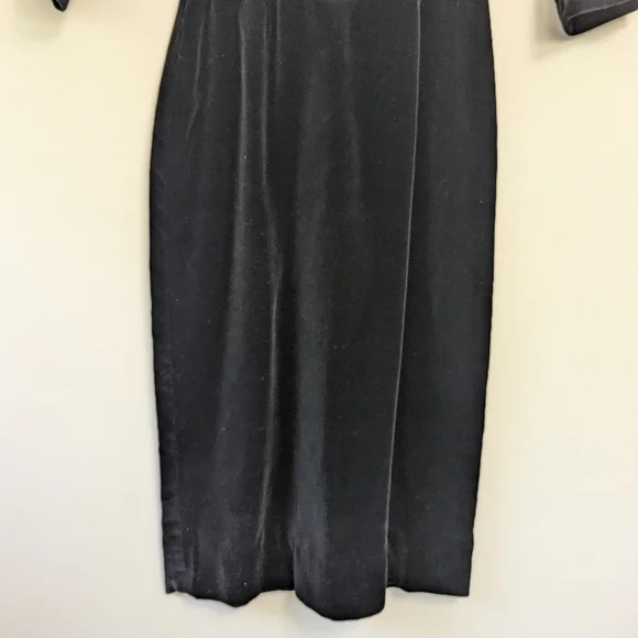 Vintage‎ Black Velvet Cocktail Mid-length Dress Empire Waist Wiggle - Picture 7 of 13